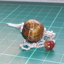 Auction Tiger Eye Ball Dowsing Pendulum Gemstone Crystal Dowser