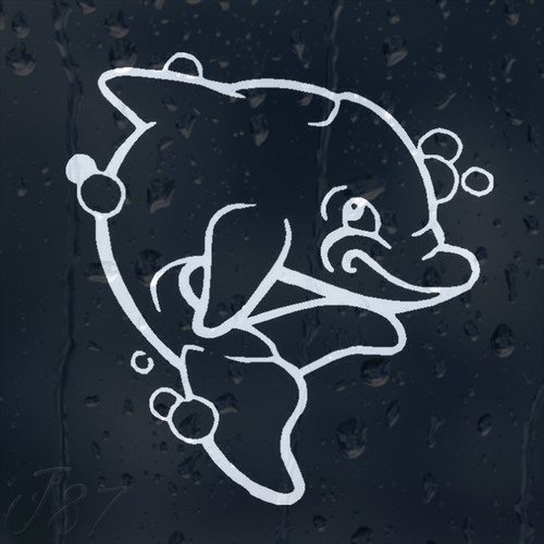 Bubbles dolphin car decal - bubbles,