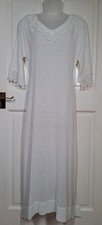 Antique Victorian Swiss Dot Cotton & Lace Nightdress -Lace V-neck/ Lace cuffs