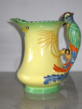 Burleigh Ware Art Deco Hand painted Parrot Handle Jug - Early Backstamp c1930 
