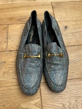 Russell&Bromley Sparkling Gold Snaffle Loafers Size 39