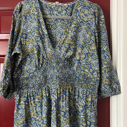 Fat face smocked blue midi - face,