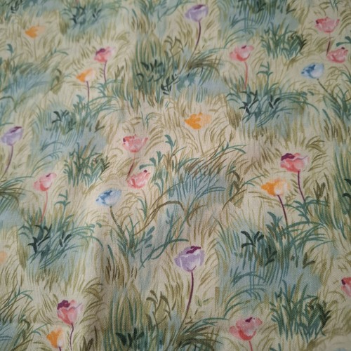 Vintage floral meadow - floral, cotton