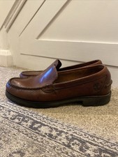 Timberland Brown Leather Loafers Womens Size 7 Slip On Shoes Country Classic