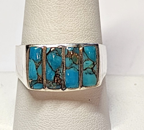Men sterling turquoise ring - turquoise,