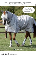 Premier Equine Super Lite horse pony Fly Rug with Surcingles Size 5’6 silver new