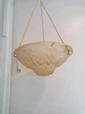 Original Degue Large Art Deco 1950s Ceiling Plaffonier Rare Lemon Colour