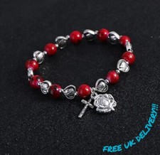 Red rosary bracelet catholic - red,