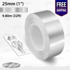 CHROME SILVER 25mm PIN STRIPE Car Model Motorcycle Decal TAPE Vinyl Sticker 1"
