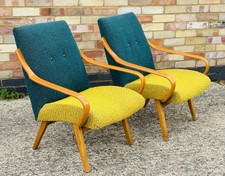 Pair of original Czech mid century armchairs by Jaroslav Šmídek 1965 UK dealer