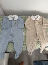 Harrods Babygrows Sleepsuits X2 Velour New Without Tags