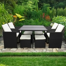 8 Seater Rattan Garden Dining Set Sofa Patio Cube Table Chairs Wicker Furniture