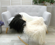 CREAM BLACK CURLY MONGOLIAN
