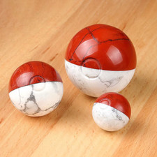 Crystal Pokémon Ball Red Jasper Howlite Stone Heavy Sphere Ornament Quality Gift