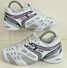 Babolat Pro V Indoor Tennis Shoes Trainers UK 6.5 White Black & Silver EUR 40