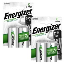 4 x Energizer C Size 2500 mAh Rechargeable Batteries NiMH LR14 HR14 DC1400 ACCU