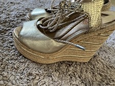 River Island gold wedge heels size 3 (Only worn a few times) (Tie-leg wedges)
