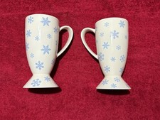 Large Latte Mugs X 2 by Whittard of Chelsea Cream Colour Blue Star Pattern