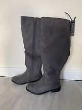 Marks And Spencer M&S wide fit vegan knee boots Uk 5 grey RRP £65 Free Postage