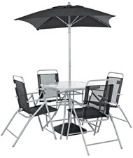 Home Atlantic 4 Seater Folding Metal Patio Set - Black | Outdoor Garden Dining