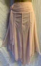 M&S Per Una Italia Layered Peach Chiffon Mesh Size 16 Panelled Autumn Midi Skirt