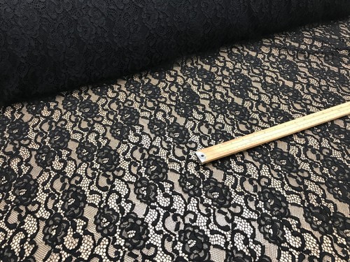 Black lace fabric heavy gipure - fabric,