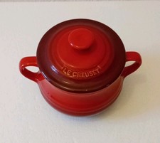 Le Creuset Cerise Red Double Handled Small Lidded Bean Pot / Soup Pot 