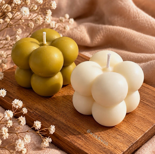 Small handmade bubble candle - small,