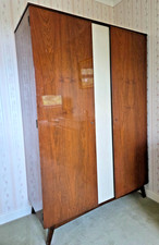 Meredew Mid Century Double Wardrobe, Walnut Veneer