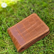 Mens Tan Leather Wallet Croc