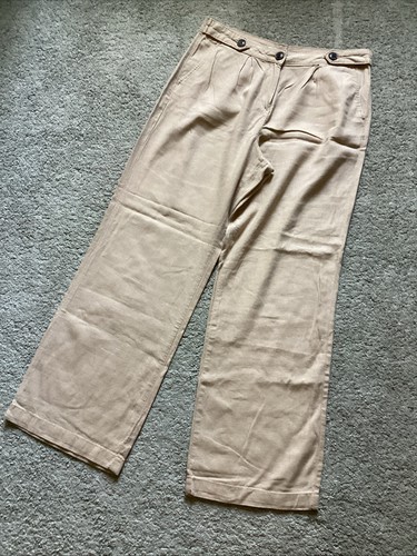 Ladies beige linen - linen, front
