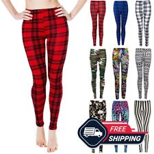 Womens Printed Leggings Ladies Stretchy Soft Elasticated Waist Viscose UK 8-26