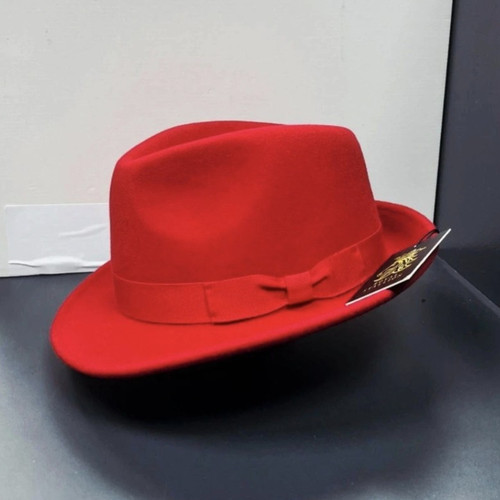 Unisex red wool felt fedora - unisex,