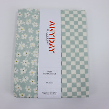 2 x John Lewis Student Bedding Anyday Floral Duvet Cover Set Duck Egg Single