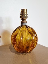 Murano Glass Bullicante Amber Bubble Lamp Base - Seguso MCM Vintage -unwired