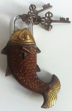 Brass FISH Padlock Lock key