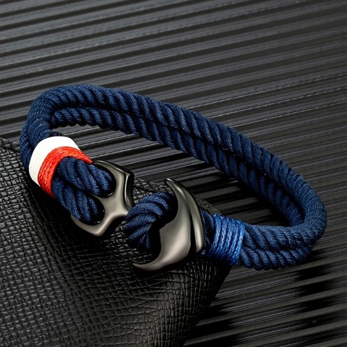 Mens anchor bracelet double - bracelet,