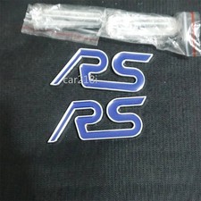 2x Silver Chrome Blue RS Metal