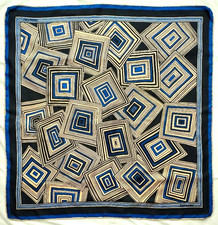 Vintage Jacqmar silk scarf -  abstract geometric squares print - 29 x 29 inches
