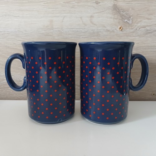 Vintage pair blue red polka - pair,