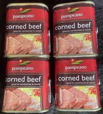 4 PAMPEANO CORNED BEEF 340g , Long expire - 4 Tins.Free P&P