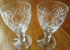 Webb Corbett Lead Crystal Liqueur Glasses x 2 (7.5cm x 4cm)