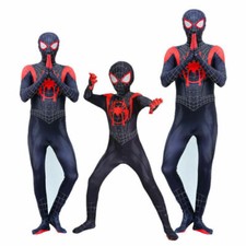 Miles Morales Spiderman Into Spider-Verse Costume Kids Men Cosplay Fancy Dress