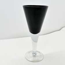 Vintage Black Glass Champagne Flute Style Vase 8.5" Tall Table Decor