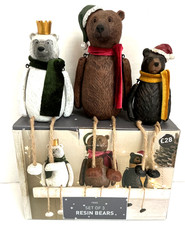 Next - Set of 3 Resin Christmas Bear Ornaments with Dangly Legs