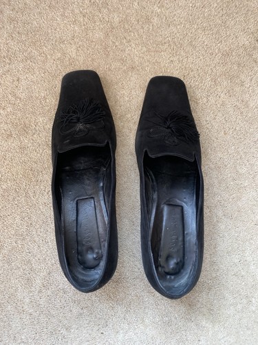 Black suede vintage midi - , heel