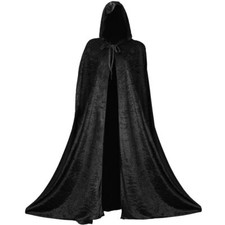 BLACK HOODED CAPE VELOUR