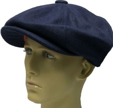 Peaky Blinders Hat Newsboy Gatsby Cap Navy Blue Flat Baker Boy Bakerboy 70% Wool