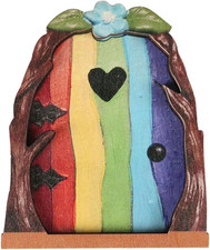 Multicolour Streak Mini Fairy Garden Door for Tree, 3D Miniature Fairy Door for
