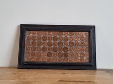 Framed Collection Of 72 Half Penny Coins Various Dates 